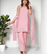 Embroidered regular kurta with trousers & with dupatta