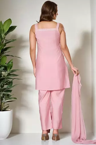 Embroidered regular kurta with trousers & with dupatta