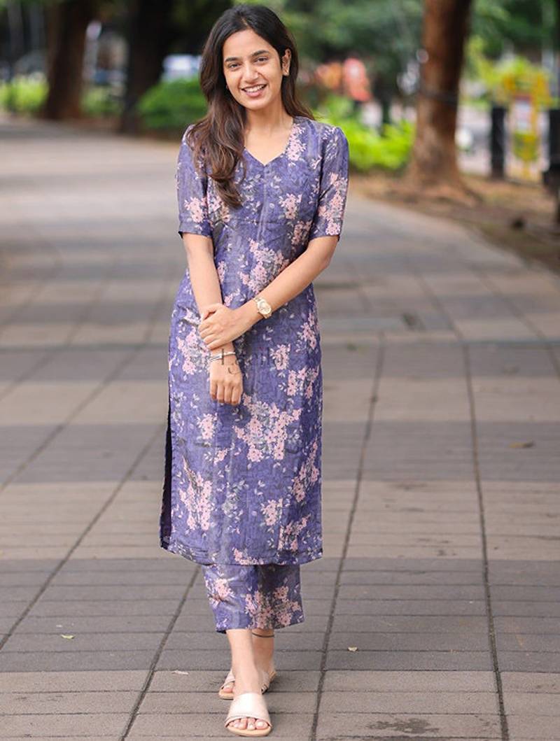 Floral printed regular kurta with trousers