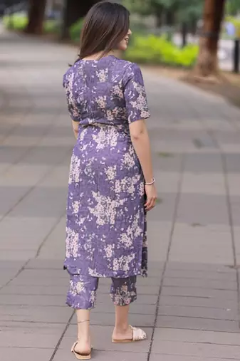 Floral printed regular kurta with trousers