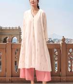 Floral printed v-neck three-quarter sleeves a-line kurta with palazzos