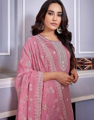 Ethnic motifs embroidered sequinned kurta with trouser & dupatta 1