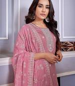 Ethnic motifs embroidered sequinned kurta with trouser & dupatta