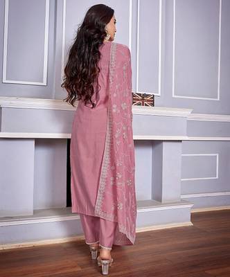 Ethnic motifs embroidered sequinned kurta with trouser & dupatta 2