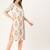White & peach-coloured ethnic motifs printed pure cotton kurta