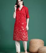 Ethnic printed cuban collar straight kurta