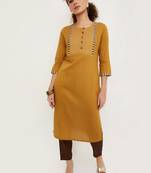 Striped thread work straight kurta