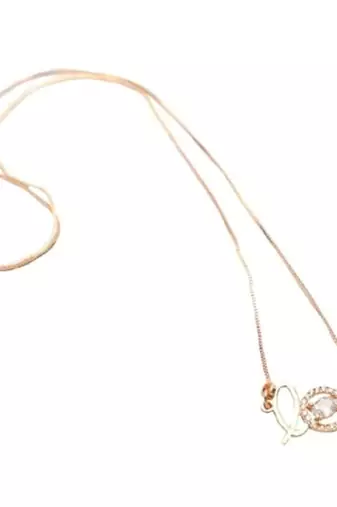 gold copper pendant chain with white stone design