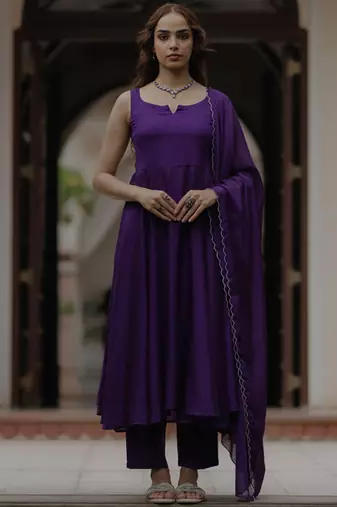 Angrakha kurta with trousers & with dupatta