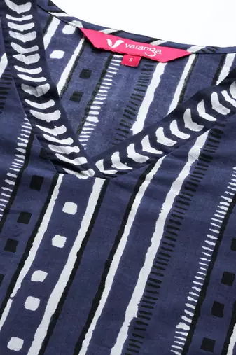Blue & white printed republic day republic day kurta