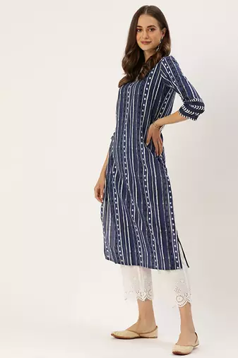 Blue & white printed republic day republic day kurta