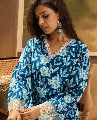 Floral printed 100% cotton straight kurta 3