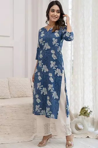 Floral dyed sequinned kurta