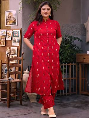 Printed regular kurta with trousers 1