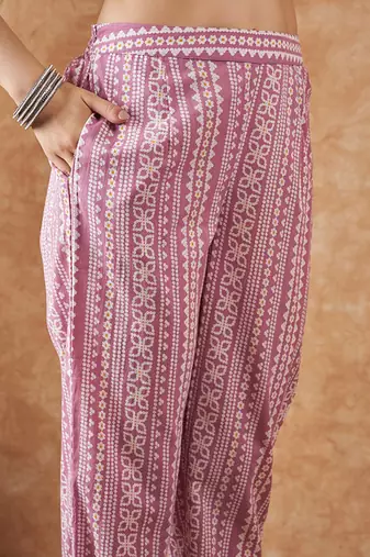 Floral printed pure cotton kurta with trousers & dupatta