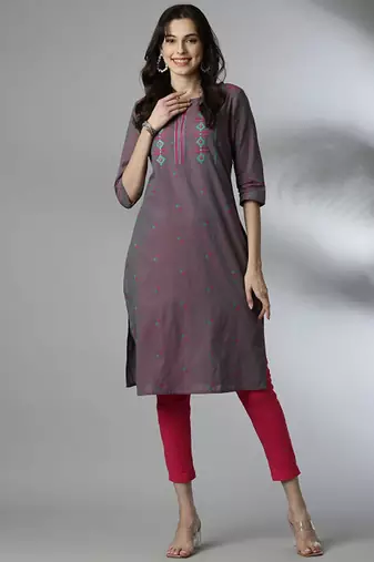 Floral embroidered thread work kurta