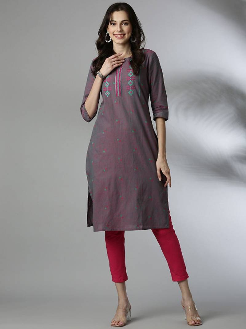 Floral embroidered thread work kurta