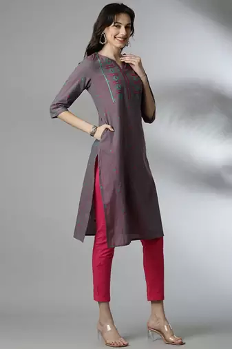 Floral embroidered thread work kurta