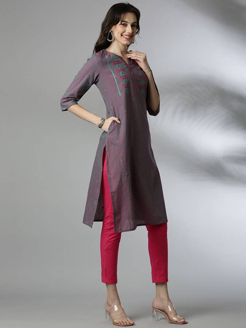 Floral embroidered thread work kurta