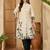 White tribal printed thread work floral kurta