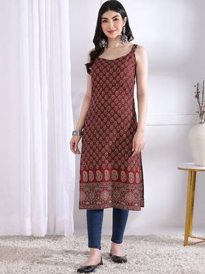 Floral printed festive cotton straight kurta 2