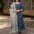 Blue printed gotta patti pure cotton empire a-line kurta with trousers & dupatta