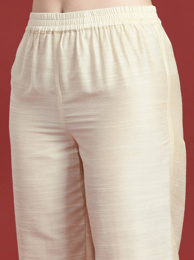 Ethnic motifs printed regular thread work kurta with palazzos