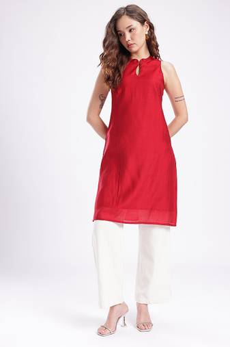 Band collar straight kurta