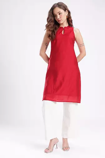 Band collar straight kurta