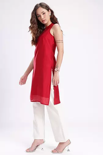 Band collar straight kurta
