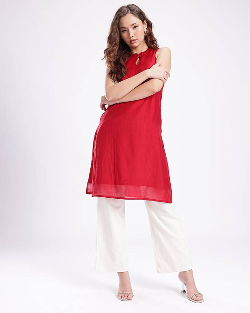 Band collar straight kurta