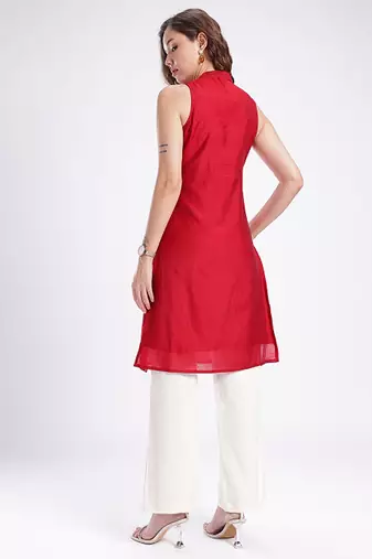 Band collar straight kurta