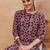Navy blue ethnic motifs printed cotton straight kurta