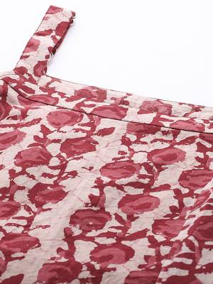 Pink & magenta printed strappy straight kurta 2