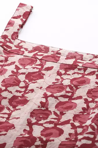 Pink & magenta printed strappy straight kurta