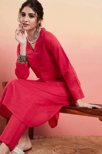 Pure cotton v-neck pathani kurta with trousers