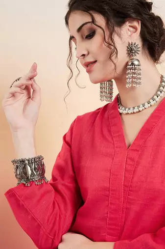 Pure cotton v-neck pathani kurta with trousers