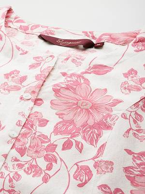 Floral printed cotton slub kurta 3