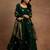 Womens green woven design anarkali kurta with palazzos & dupatta