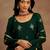 Womens green woven design anarkali kurta with palazzos & dupatta