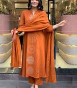 Printed regular kurta with trousers & with dupatta