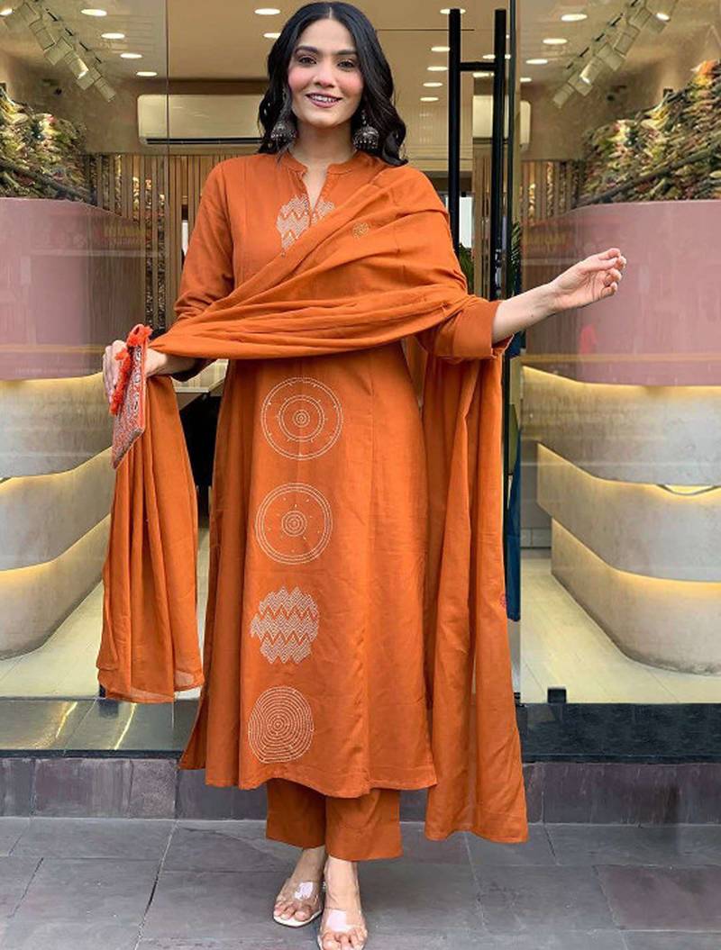 Printed regular kurta with trousers & with dupatta