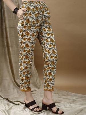 Floral printed pure cotton anarkali kurta with trousers & dupatta 3