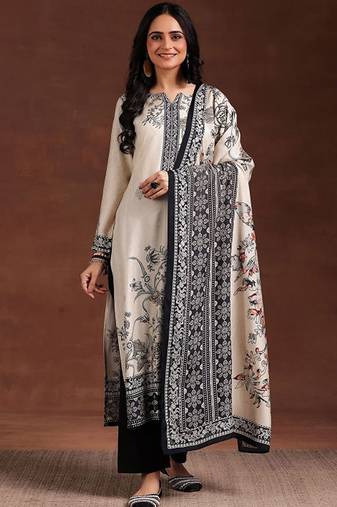 Floral printed kurta with trousers & dupatta