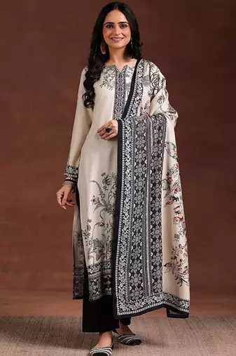 Floral printed kurta with trousers & dupatta