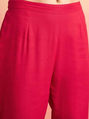 Embroidered shoulder straps straight kurta with trousers & dupatta 3