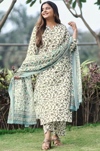 Floral vine pure cotton kurta set