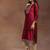 Maroon yoke design embellished kurta