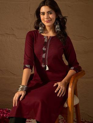 Ethnic motifs embroidered thread work kurta 3