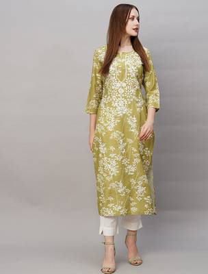 Floral embroidered thread work regular republic day republic day kurta 1